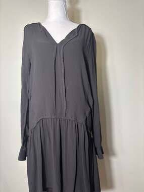 Sita Murt/ Charcoal Gray Long Sleeve Sheer Drop Waist Dress Sz S